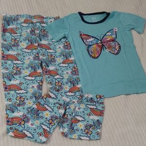Place Kids Pajama Set - Teal with Rainbow and Butterfly NWT